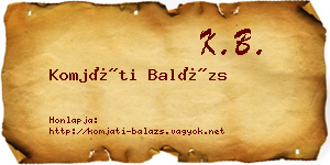 Komjáti Balázs névjegykártya
